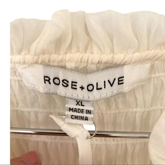 NWT Olive + Rose white Smocked Tiered Sleeveless Babydoll Top size XL - Picture 3 of 6